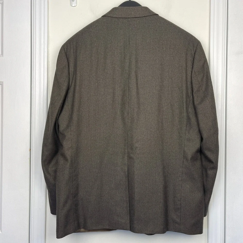 Lauren Ralph Lauren 46R Brown Micro‎ Check Blazer Viscose Sport Coat Suit Jacket